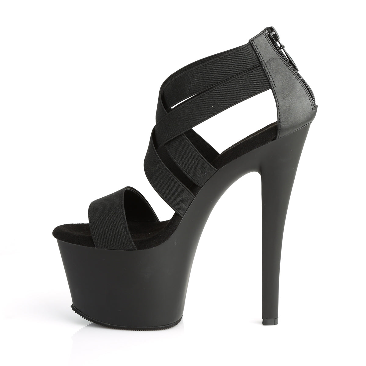 Pleaser Womens Sandals SKY-369 Blk Elastic Band/Blk Matte