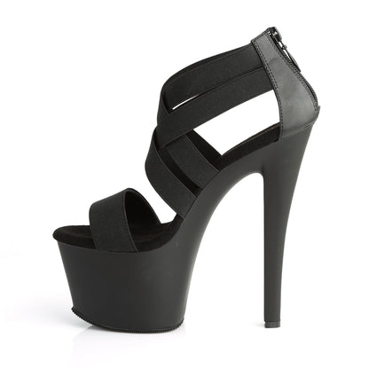 Pleaser Womens Sandals SKY-369 Blk Elastic Band/Blk Matte