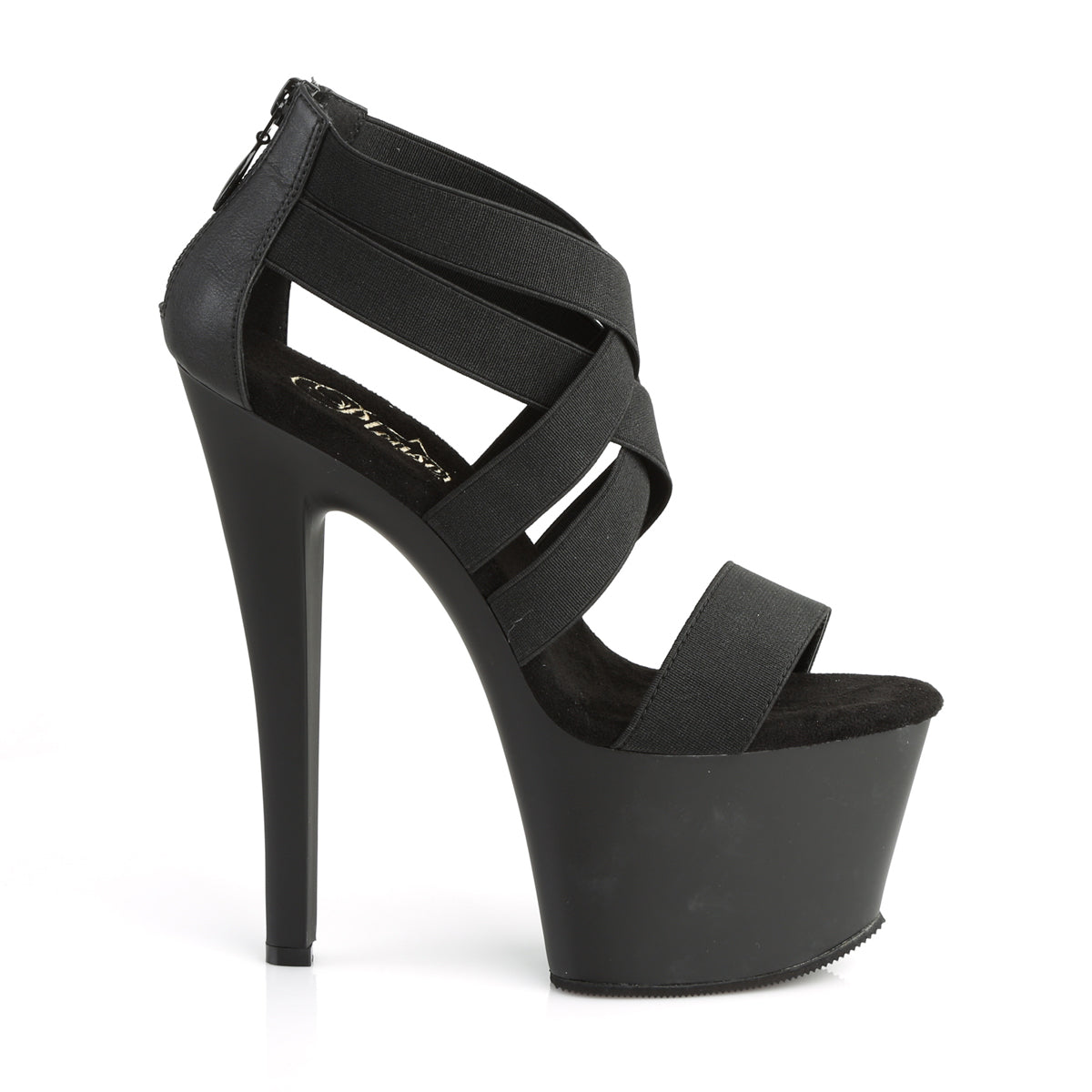 Pleaser Womens Sandals SKY-369 Blk Elastic Band/Blk Matte