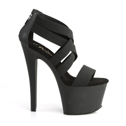 Pleaser Womens Sandals SKY-369 Blk Elastic Band/Blk Matte