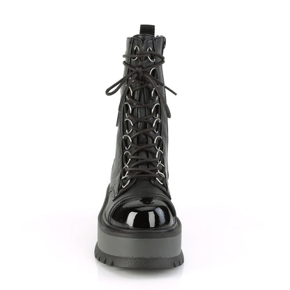 DemoniaCult Womens Ankle Boots SLACKER-150 Blk Vegan Leather-Pat