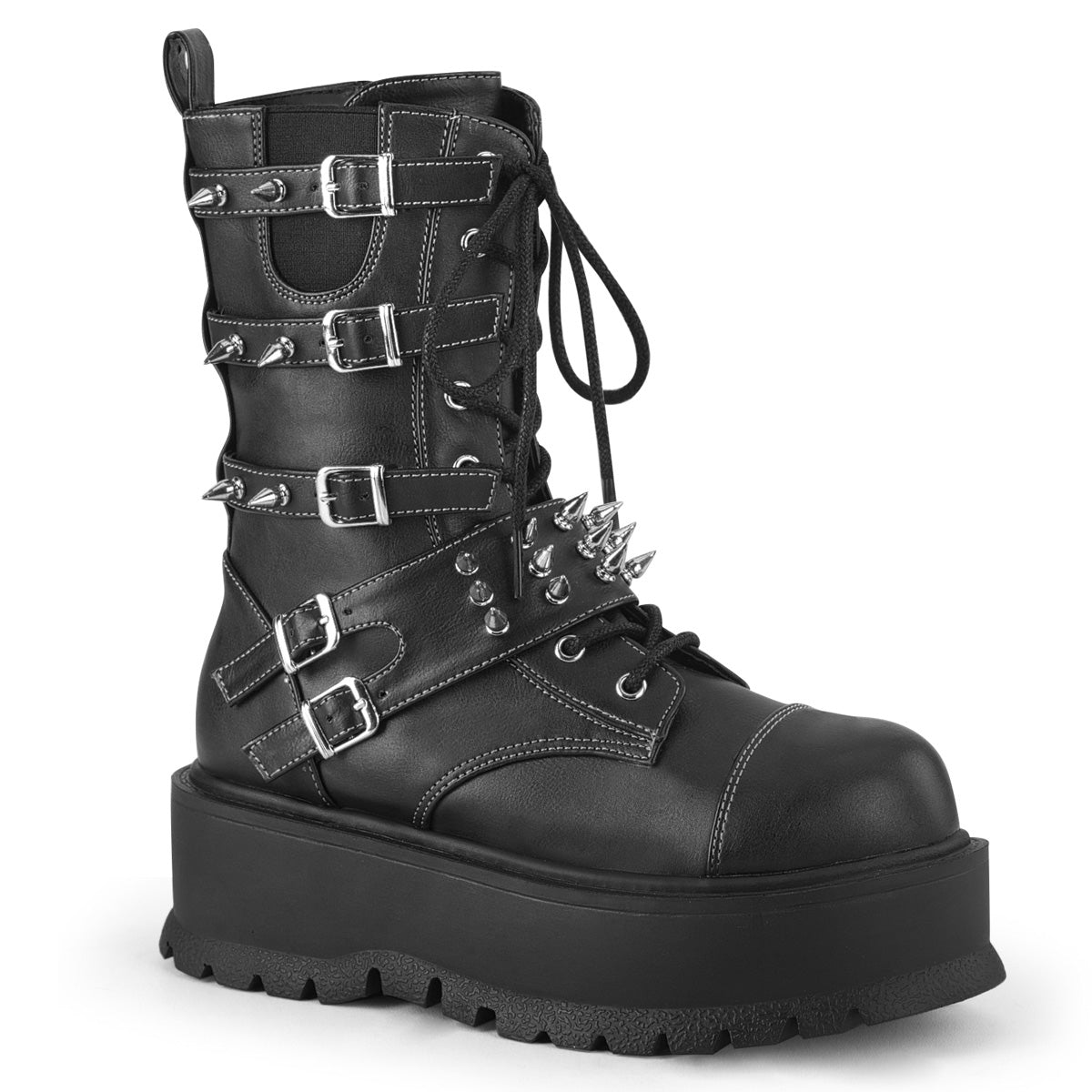 DemoniaCult Womens Boots SLACKER-165 Blk Vegan Leather