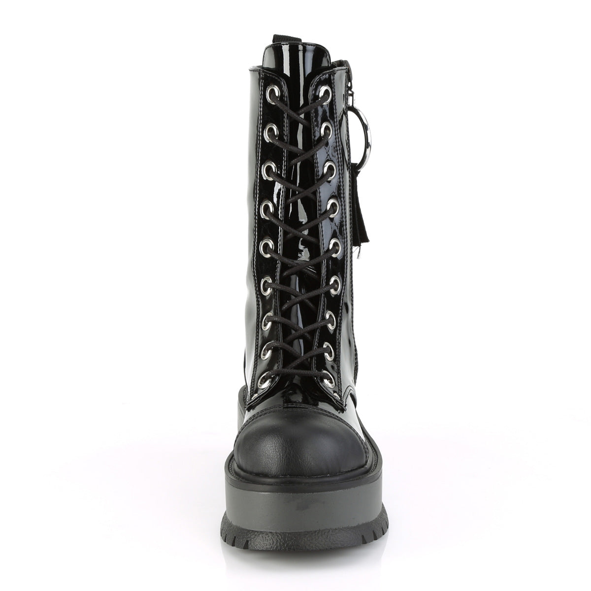 DemoniaCult Womens Boots SLACKER-220 Blk Pat-Vegan Leather