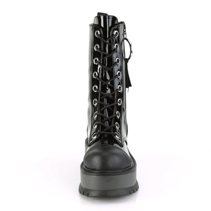 DemoniaCult Womens Boots SLACKER-220 Blk Pat-Vegan Leather