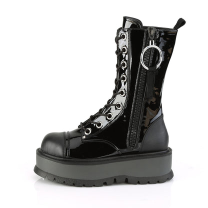 DemoniaCult Womens Boots SLACKER-220 Blk Pat-Vegan Leather