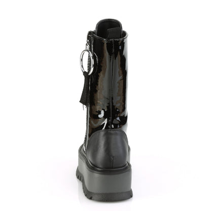 DemoniaCult Womens Boots SLACKER-220 Blk Pat-Vegan Leather
