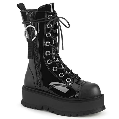 DemoniaCult Womens Boots SLACKER-220 Blk Pat-Vegan Leather