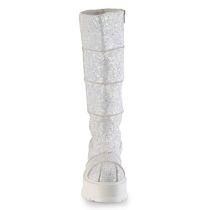 DemoniaCult Womens Boots SLACKER-230 Wht Multi Glitter