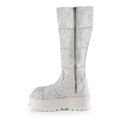 DemoniaCult Womens Boots SLACKER-230 Wht Multi Glitter