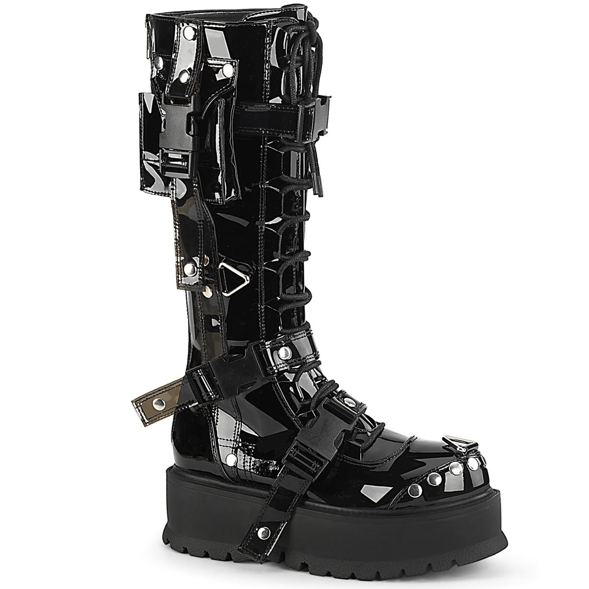 DemoniaCult Womens Boots SLACKER-260 Blk Pat