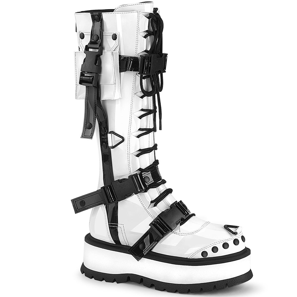 DemoniaCult Womens Boots SLACKER-260 Wht Pat