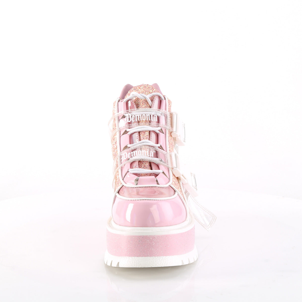 DemoniaCult  Ankle Boots SLACKER-50 B. Pink Holographic Pat-Pink Multi Glitter