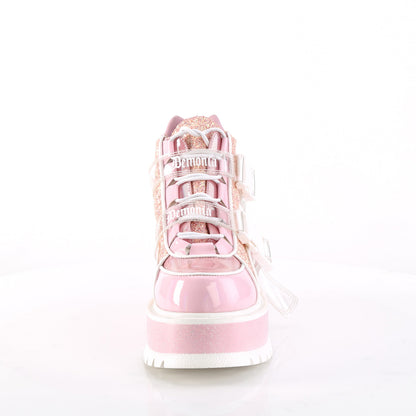 DemoniaCult  Ankle Boots SLACKER-50 B. Pink Holographic Pat-Pink Multi Glitter