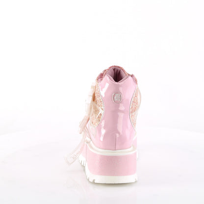 DemoniaCult  Ankle Boots SLACKER-50 B. Pink Holographic Pat-Pink Multi Glitter