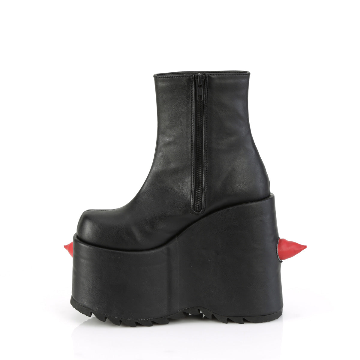 DemoniaCult  Ankle Boots SLAY-77 Blk-Red Vegan Leather