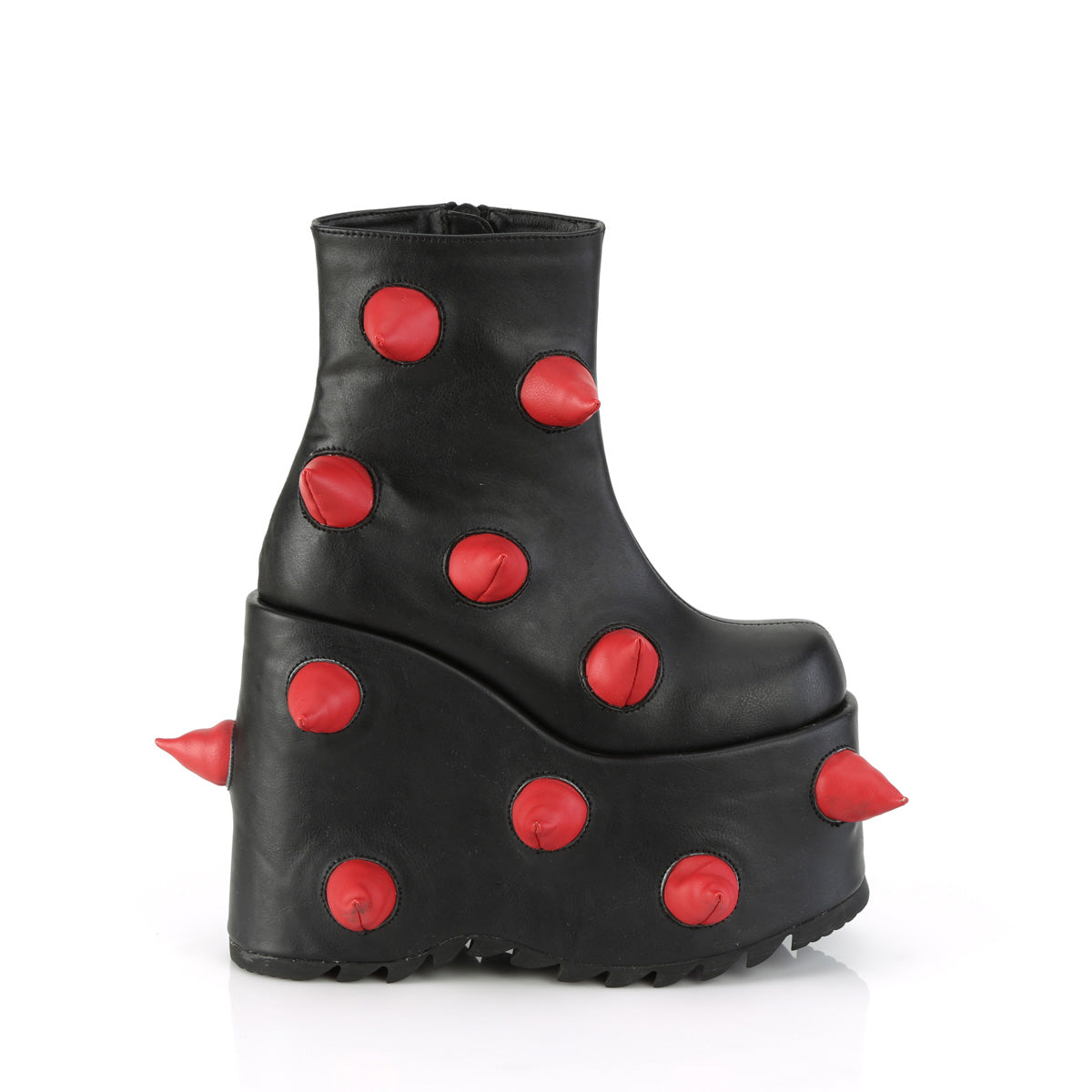 DemoniaCult  Ankle Boots SLAY-77 Blk-Red Vegan Leather