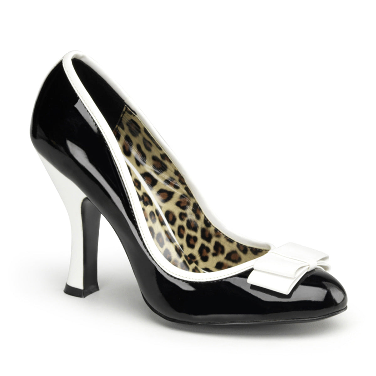 Pin Up Couture Womens Pumps SMITTEN-01 Blk-Wht Pat