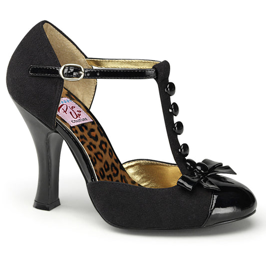 Pin Up Couture Womens Pumps SMITTEN-10 Blk M. Suede-Blk Pat