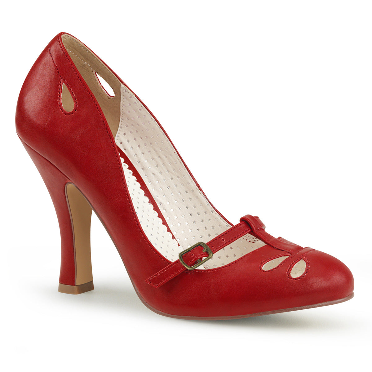 Pin Up Couture Womens Pumps SMITTEN-20 Red Faux Leather