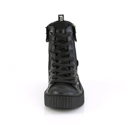DemoniaCult Mens Ankle Boots SNEEKER-266 Blk Canvas-Vegan Leather