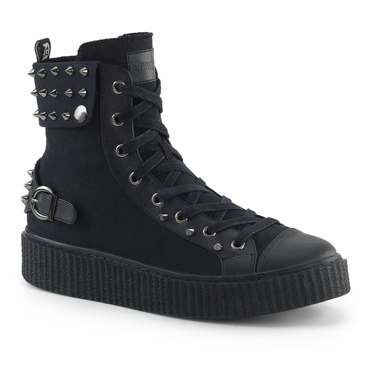 DemoniaCult Mens Ankle Boots SNEEKER-266 Blk Canvas-Vegan Leather