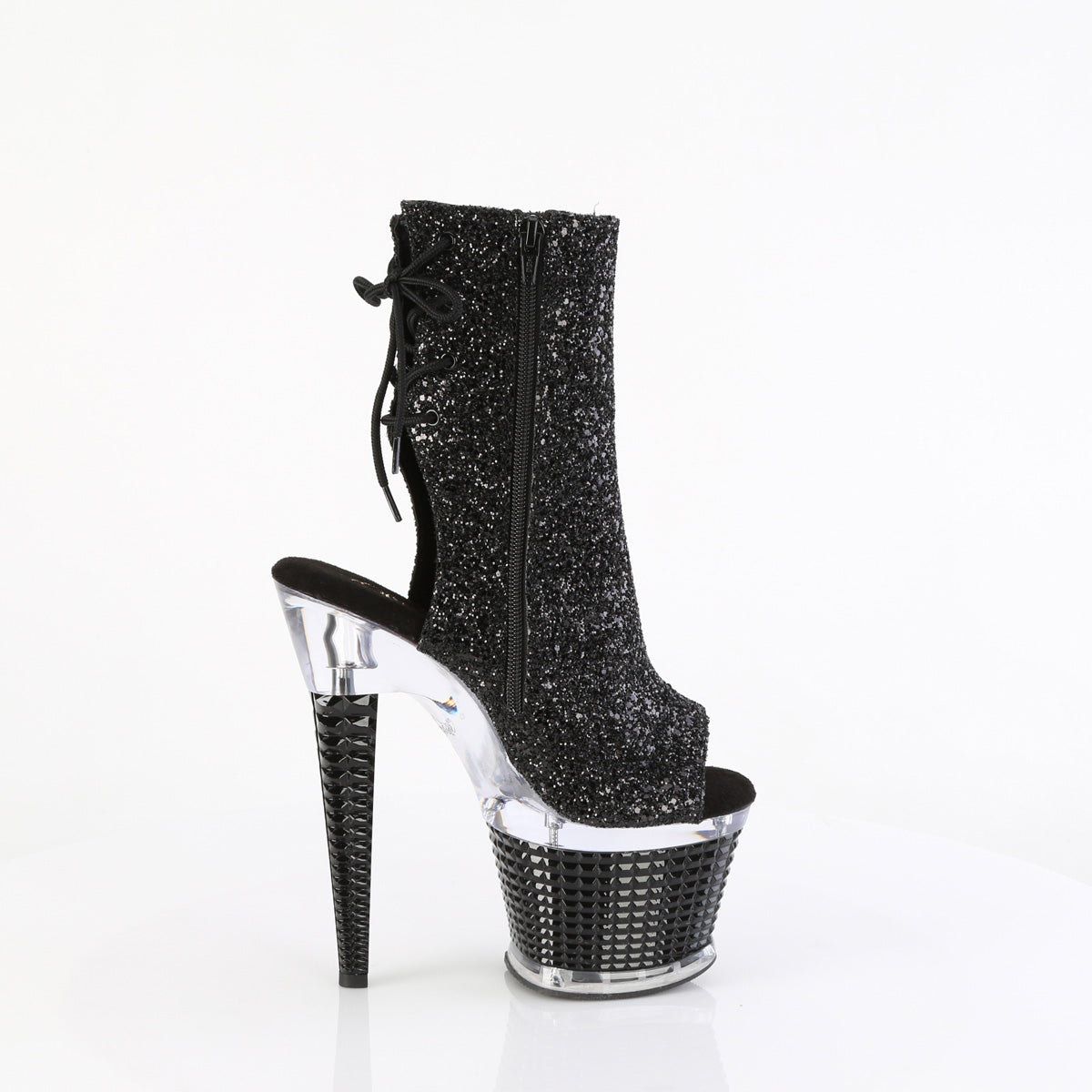 Pleaser  Ankle Boots SPECTATOR-1018G Blk Glitter/Clr-Blk