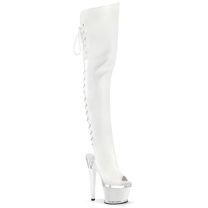 Pleaser Women's Platform Shoes SPECTATOR-3030 Wht Faux Leather/Clr-Wht Matte