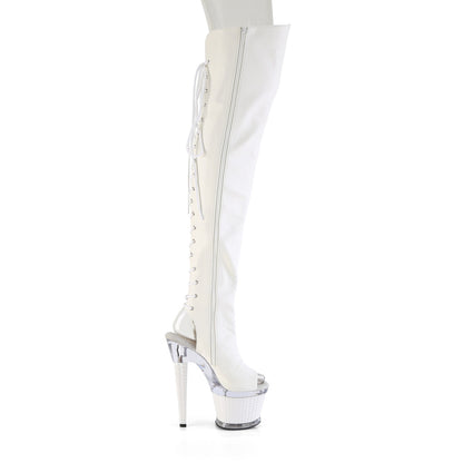 Pleaser Women's Platform Shoes SPECTATOR-3030 Wht Faux Leather/Clr-Wht Matte