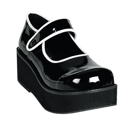 DemoniaCult Womens Pumps SPRITE-01 Blk-Wht Pat