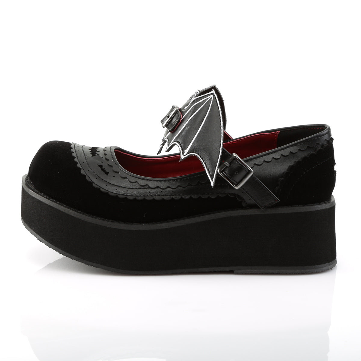 DemoniaCult Womens Pumps SPRITE-09 Blk Vegan Leather-Velvet