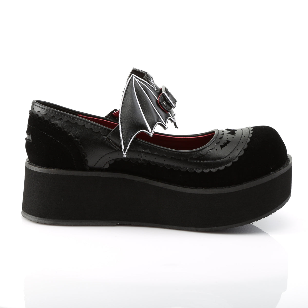 DemoniaCult Womens Pumps SPRITE-09 Blk Vegan Leather-Velvet