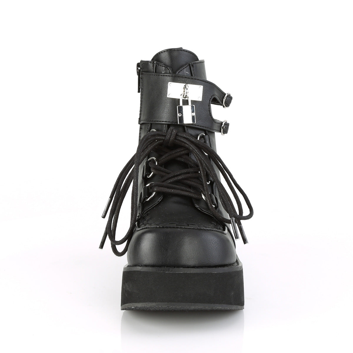 DemoniaCult Womens Ankle Boots SPRITE-70 Blk Vegan Leather