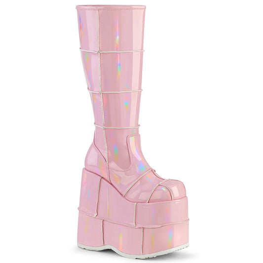 DemoniaCult Mens Boots STACK-301 B. Pink Hologram