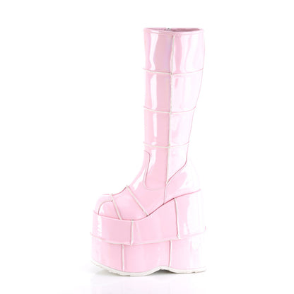 DemoniaCult Mens Boots STACK-301 B. Pink Hologram