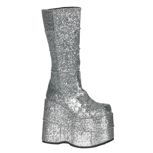DemoniaCult Mens Boots STACK-301G Slv Gltr