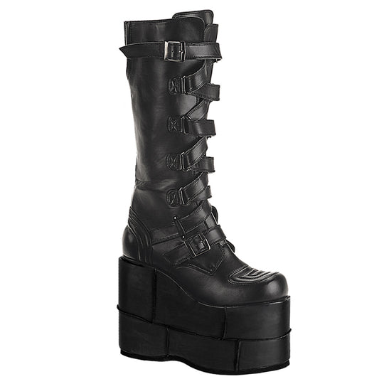 DemoniaCult Mens Boots STACK-308 Blk Vegan Leather
