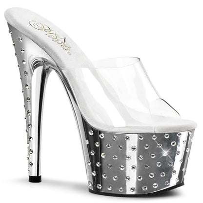 Pleaser Womens Sandals STARDUST-701 Clr/Slv Chrome