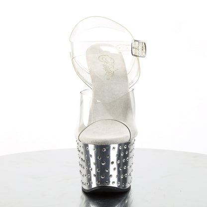 Pleaser Womens Sandals STARDUST-708 Clr/Slv Chrome
