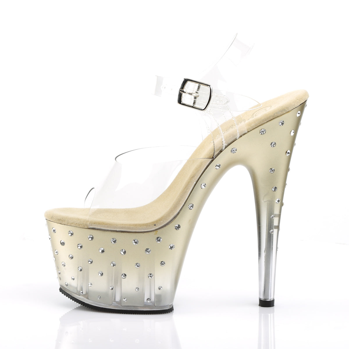 Pleaser Womens Sandals STARDUST-708T Clr/Gold-Clr