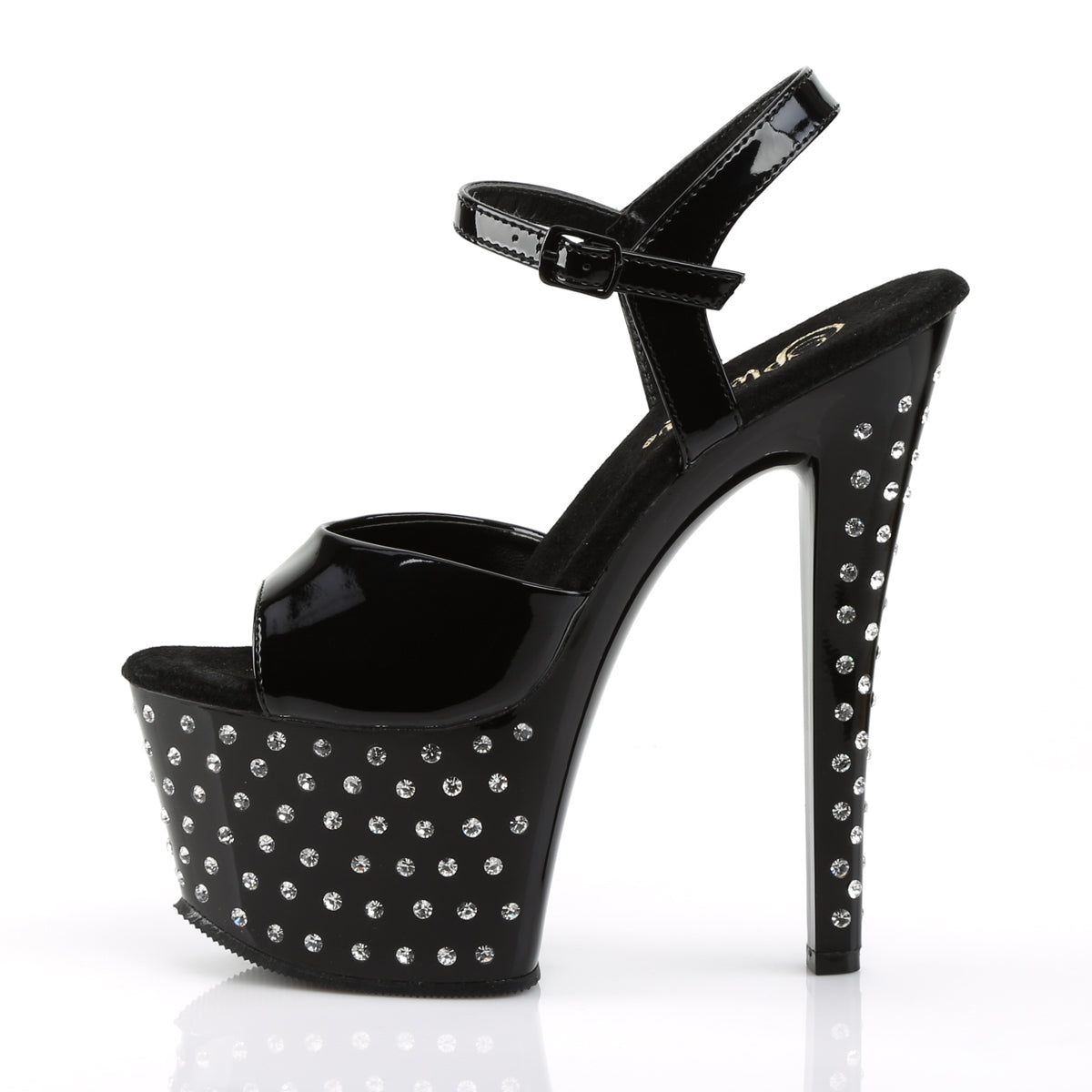 Pleaser Womens Sandals STARDUST-709 Blk Pat/Blk