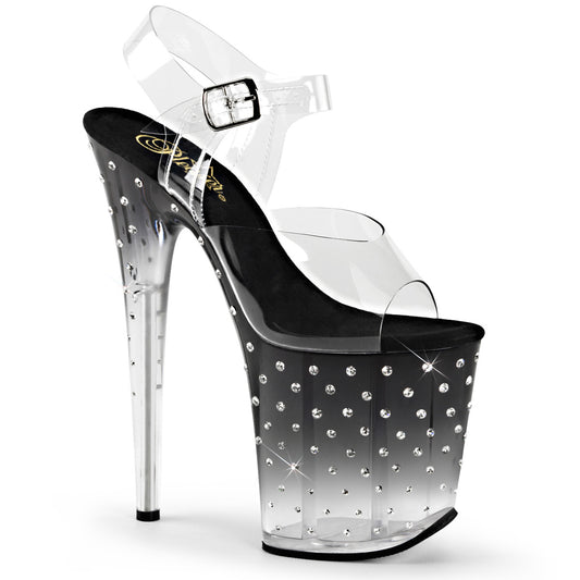 Pleaser Womens Sandals STARDUST-808T Clr/Blk-Clr