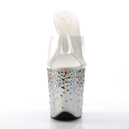 Pleaser Womens Sandals STARSPLASH-801 Clr/Frost (Slv Hologram Stars)