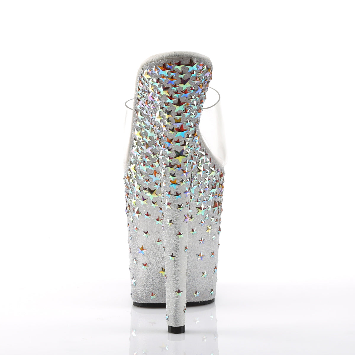 Pleaser Womens Sandals STARSPLASH-801 Clr/Frost (Slv Hologram Stars)