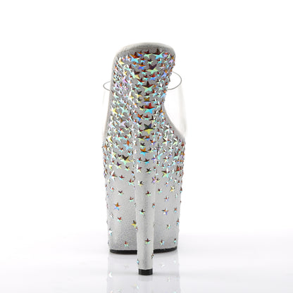 Pleaser Womens Sandals STARSPLASH-801 Clr/Frost (Slv Hologram Stars)