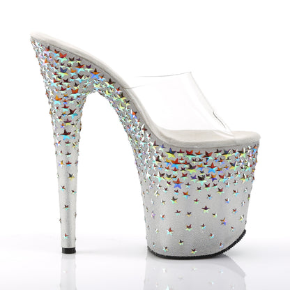 Pleaser Womens Sandals STARSPLASH-801 Clr/Frost (Slv Hologram Stars)