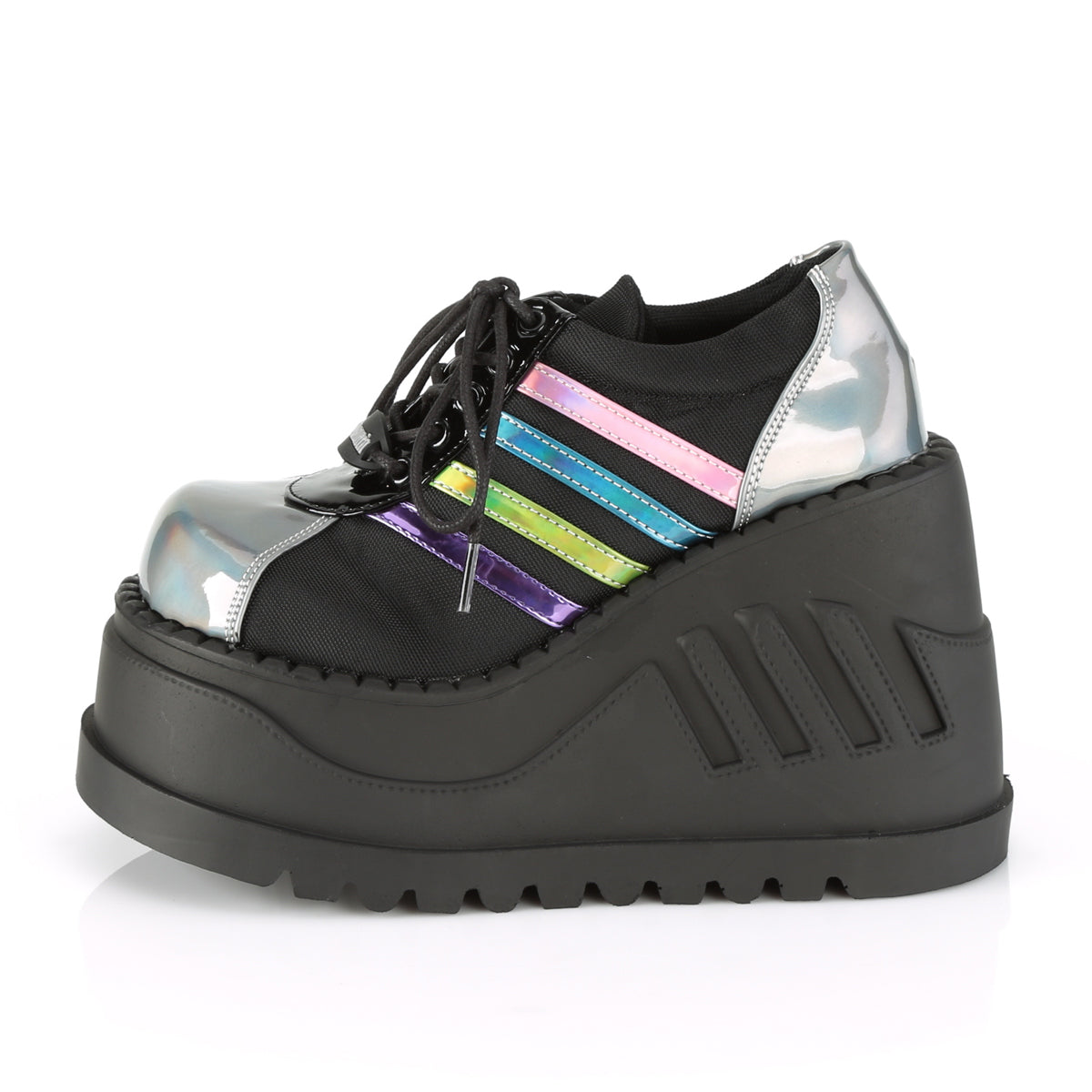 DemoniaCult Womens  STOMP-08 Blk-Pewter Multi Hologram