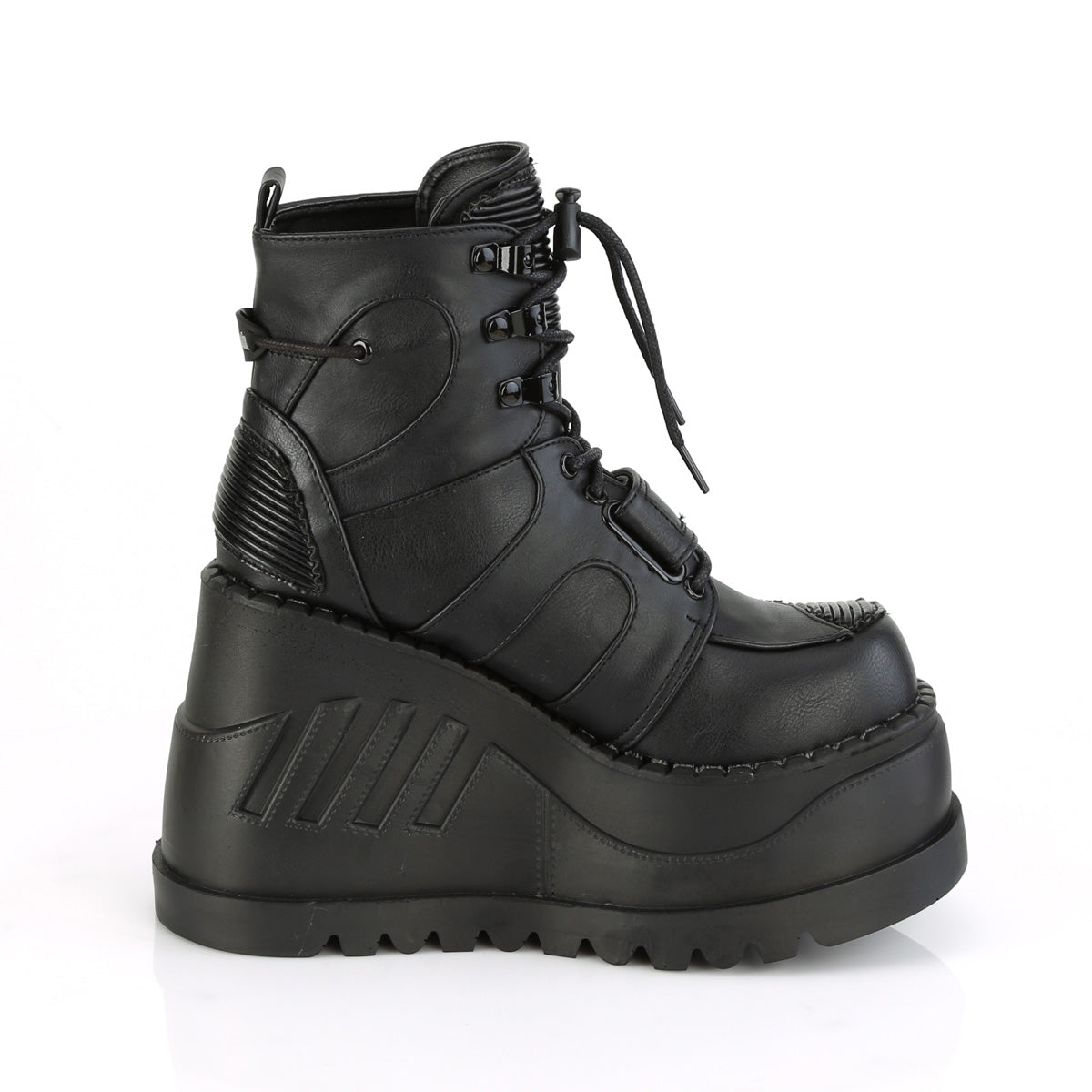 DemoniaCult Womens Ankle Boots STOMP-13 Blk Vegan Leather