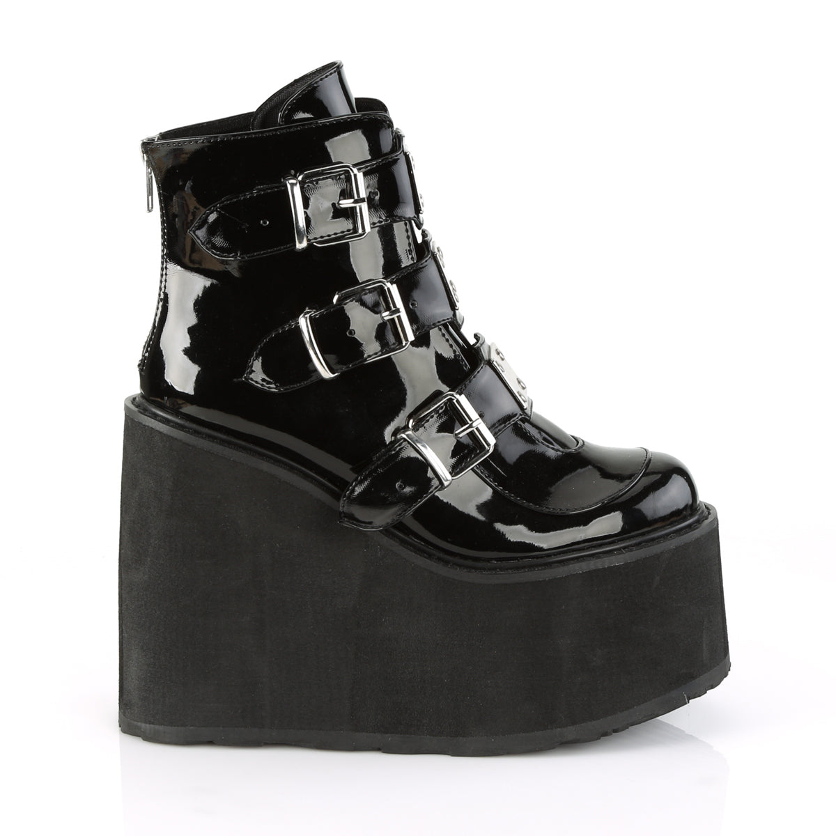 DemoniaCult Womens Ankle Boots SWING-105 Blk Patent