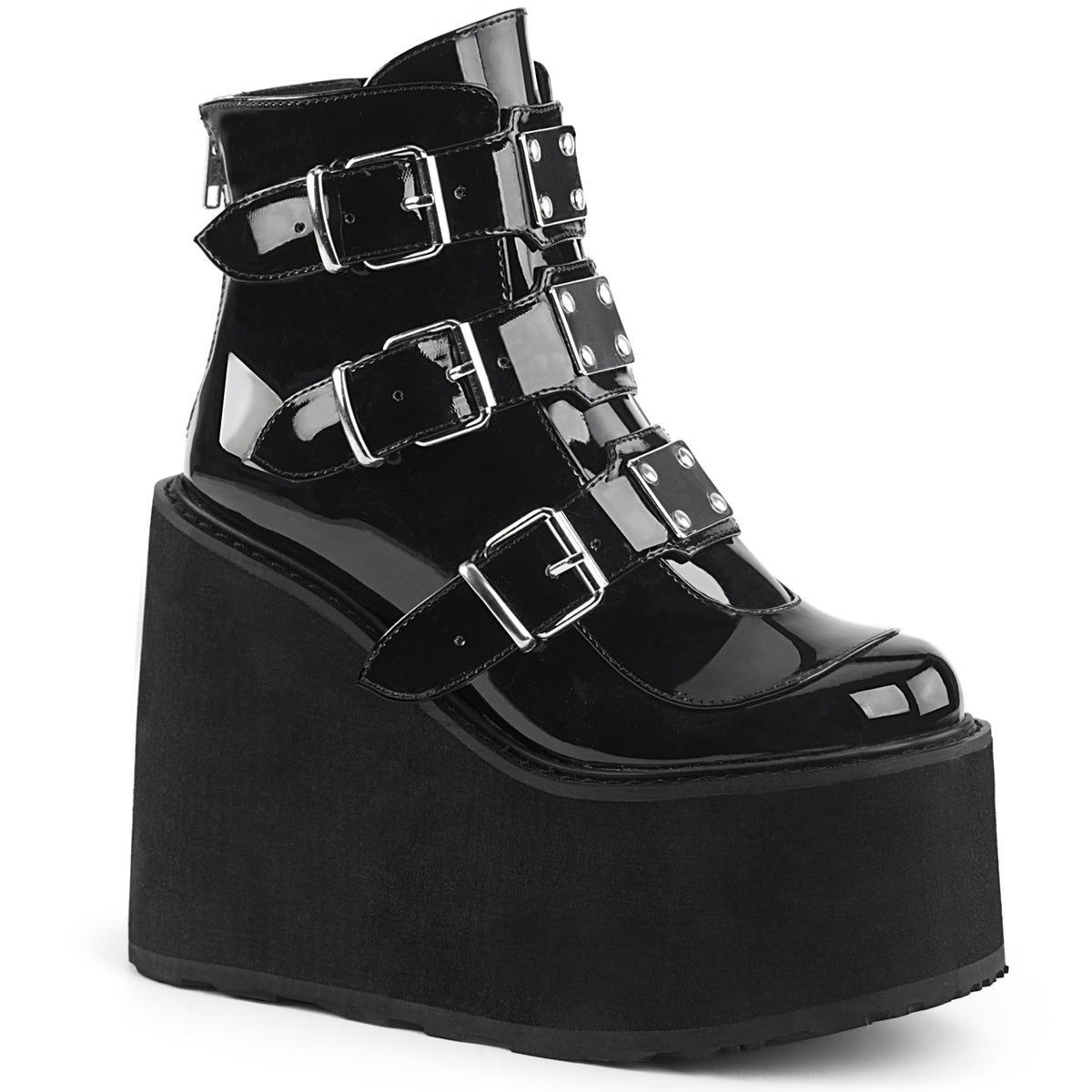 DemoniaCult Womens Ankle Boots SWING-105 Blk Patent