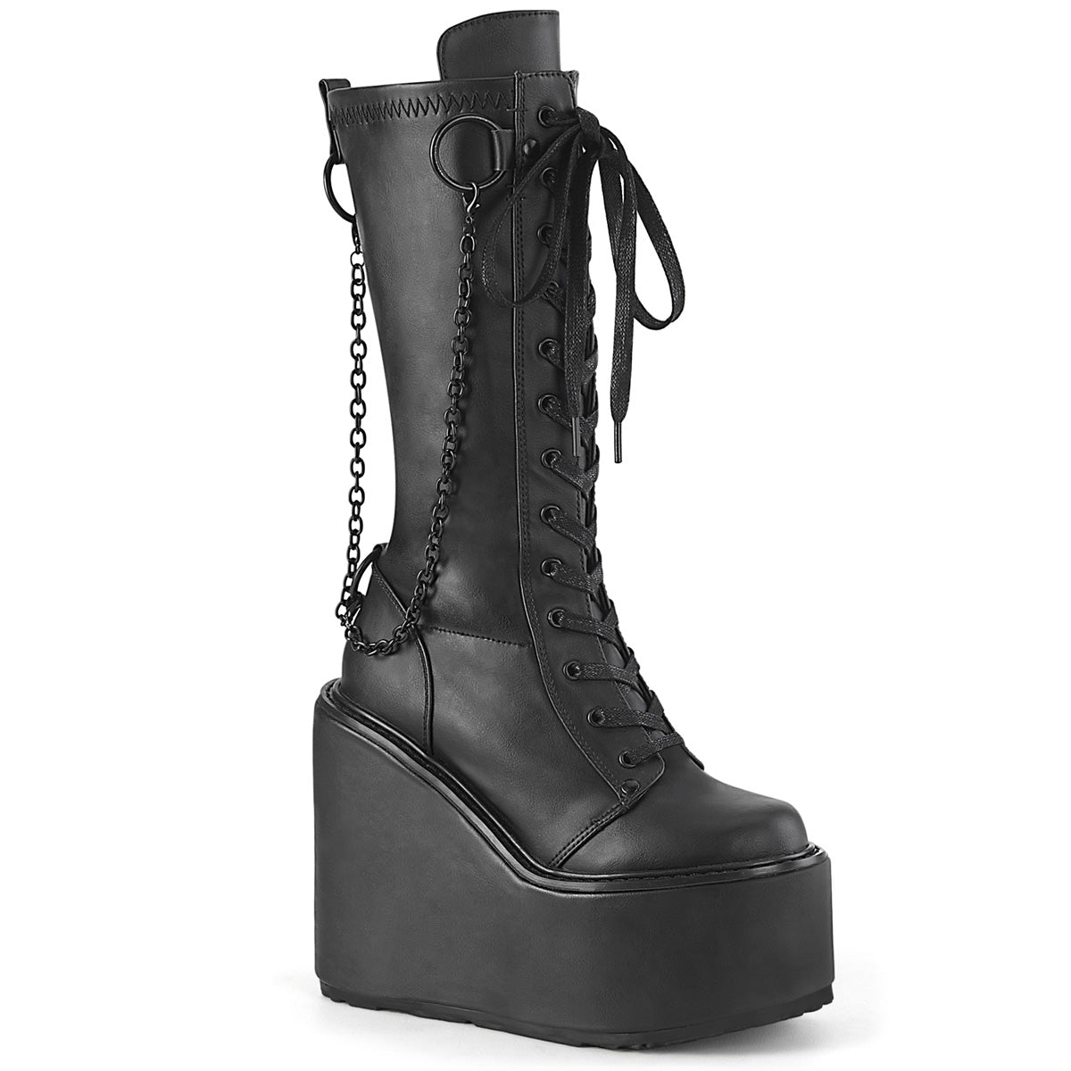 DemoniaCult  Boots SWING-150 Blk Stretch Vegan Leather